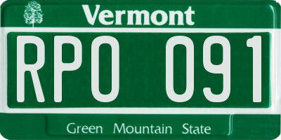 VT license plate RPO091