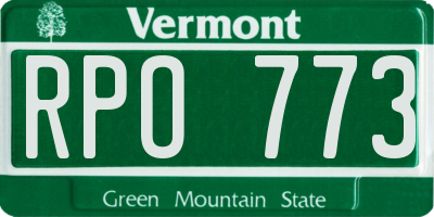 VT license plate RPO773