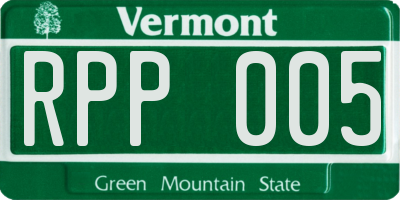 VT license plate RPP005