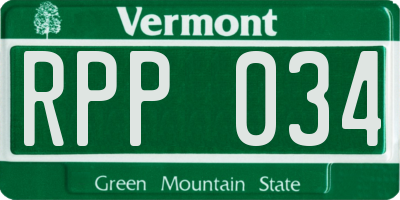VT license plate RPP034