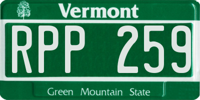 VT license plate RPP259