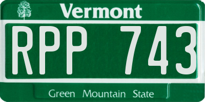 VT license plate RPP743