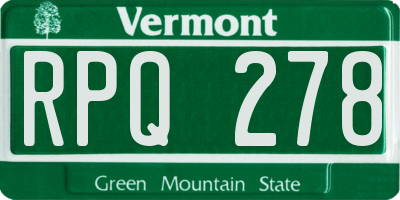 VT license plate RPQ278