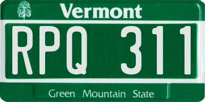 VT license plate RPQ311
