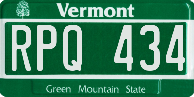 VT license plate RPQ434