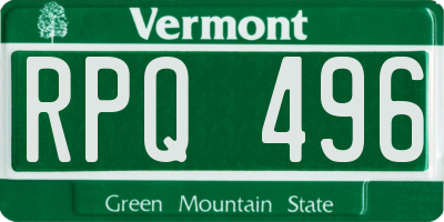 VT license plate RPQ496