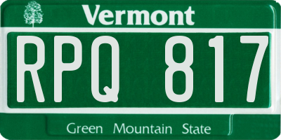 VT license plate RPQ817