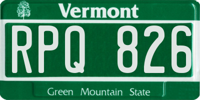 VT license plate RPQ826