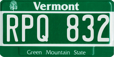 VT license plate RPQ832