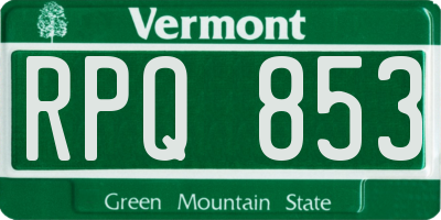 VT license plate RPQ853
