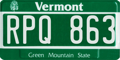 VT license plate RPQ863