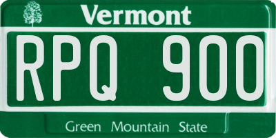 VT license plate RPQ900