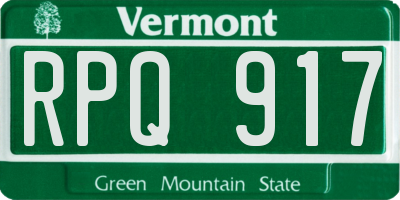 VT license plate RPQ917