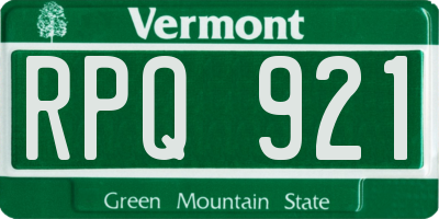 VT license plate RPQ921