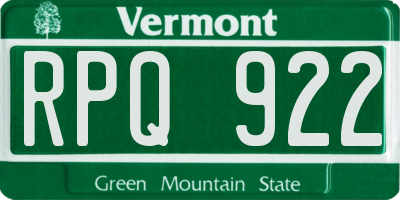 VT license plate RPQ922