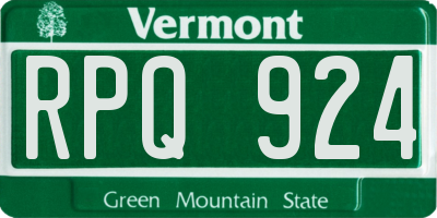 VT license plate RPQ924