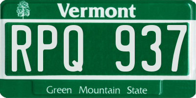 VT license plate RPQ937