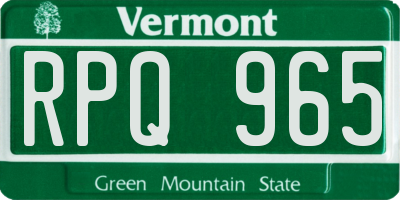 VT license plate RPQ965