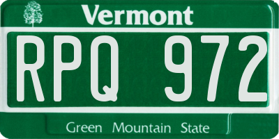 VT license plate RPQ972