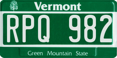 VT license plate RPQ982