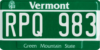 VT license plate RPQ983