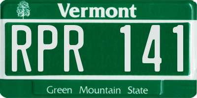VT license plate RPR141