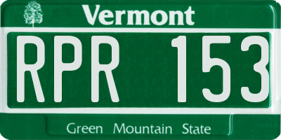 VT license plate RPR153