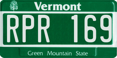 VT license plate RPR169