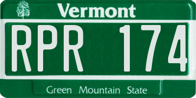 VT license plate RPR174