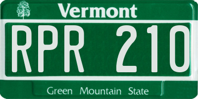 VT license plate RPR210