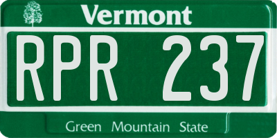 VT license plate RPR237