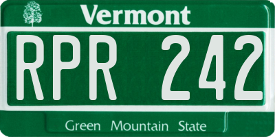 VT license plate RPR242