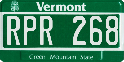 VT license plate RPR268