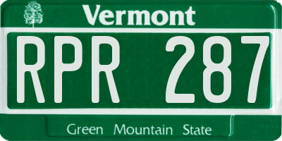 VT license plate RPR287
