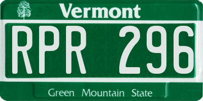 VT license plate RPR296