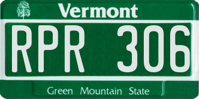VT license plate RPR306