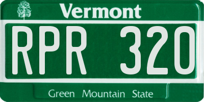 VT license plate RPR320