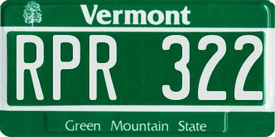VT license plate RPR322