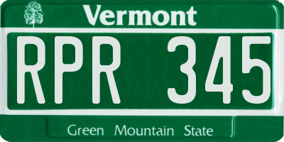 VT license plate RPR345