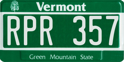 VT license plate RPR357