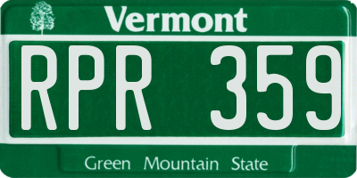 VT license plate RPR359