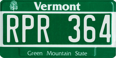 VT license plate RPR364