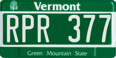 VT license plate RPR377