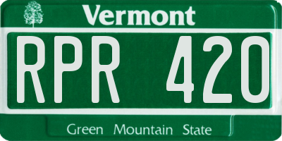 VT license plate RPR420