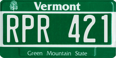 VT license plate RPR421