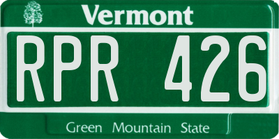 VT license plate RPR426