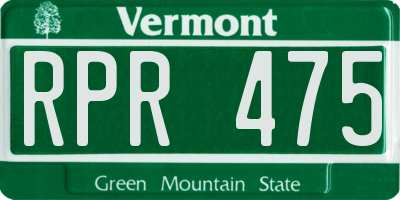 VT license plate RPR475