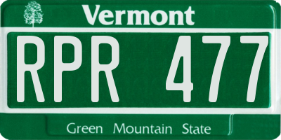 VT license plate RPR477