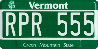 VT license plate RPR555