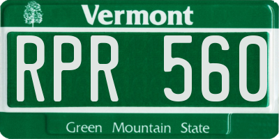 VT license plate RPR560